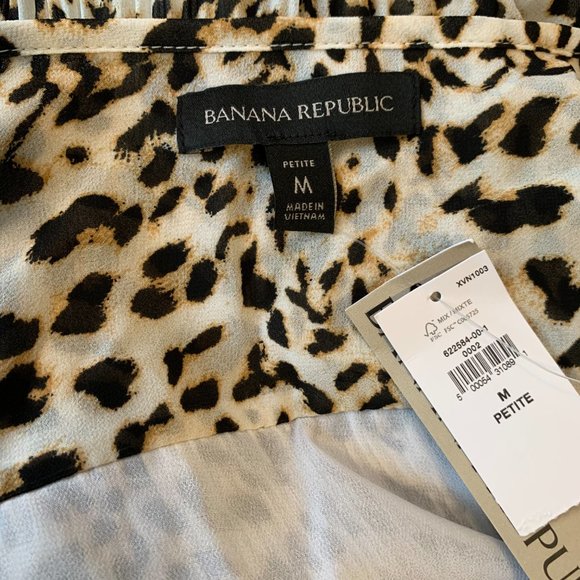 NWT Banana Republic Top Blouse Cheetah Print Pleated MP NWT - Picture 5 of 8